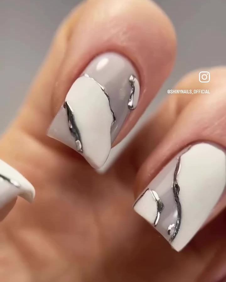 Before: student nail content, chrome accent manicure